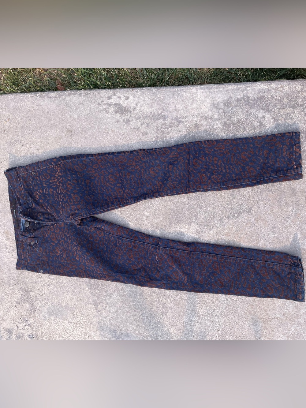 Joe's Jeans Navy Blue Skinny Jeans with Brown velvet Leopard Pattern